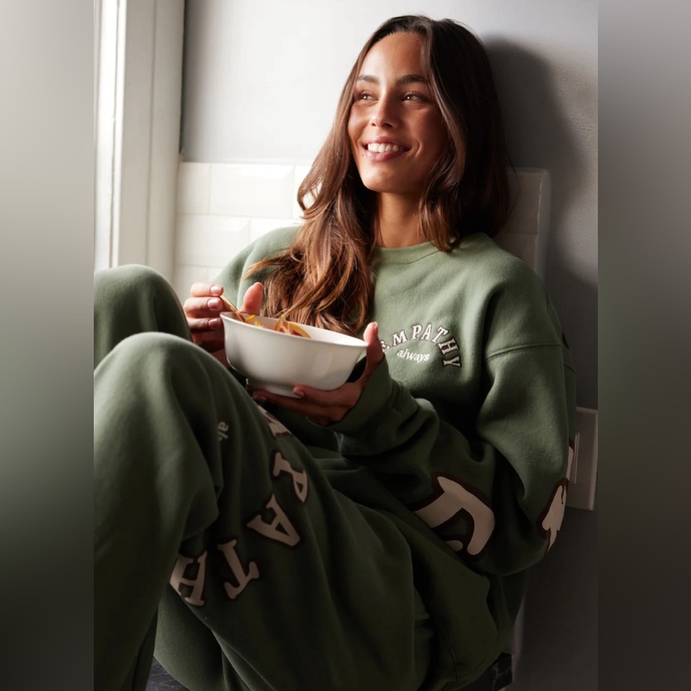 The Mayfair Group *flawed Empathy Always Olive Sweatpants Size XS - Picture 4 of 11